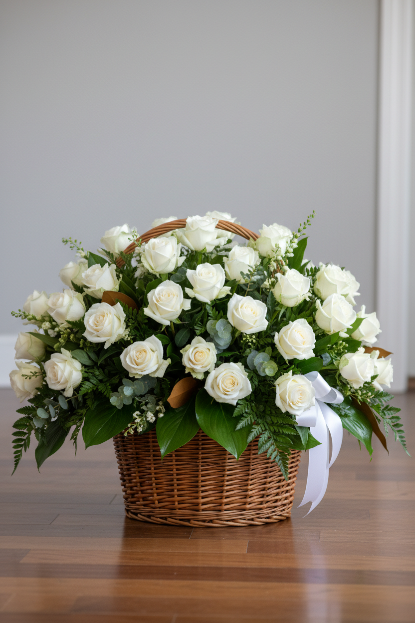 Serenity Basket Arrangement (White)