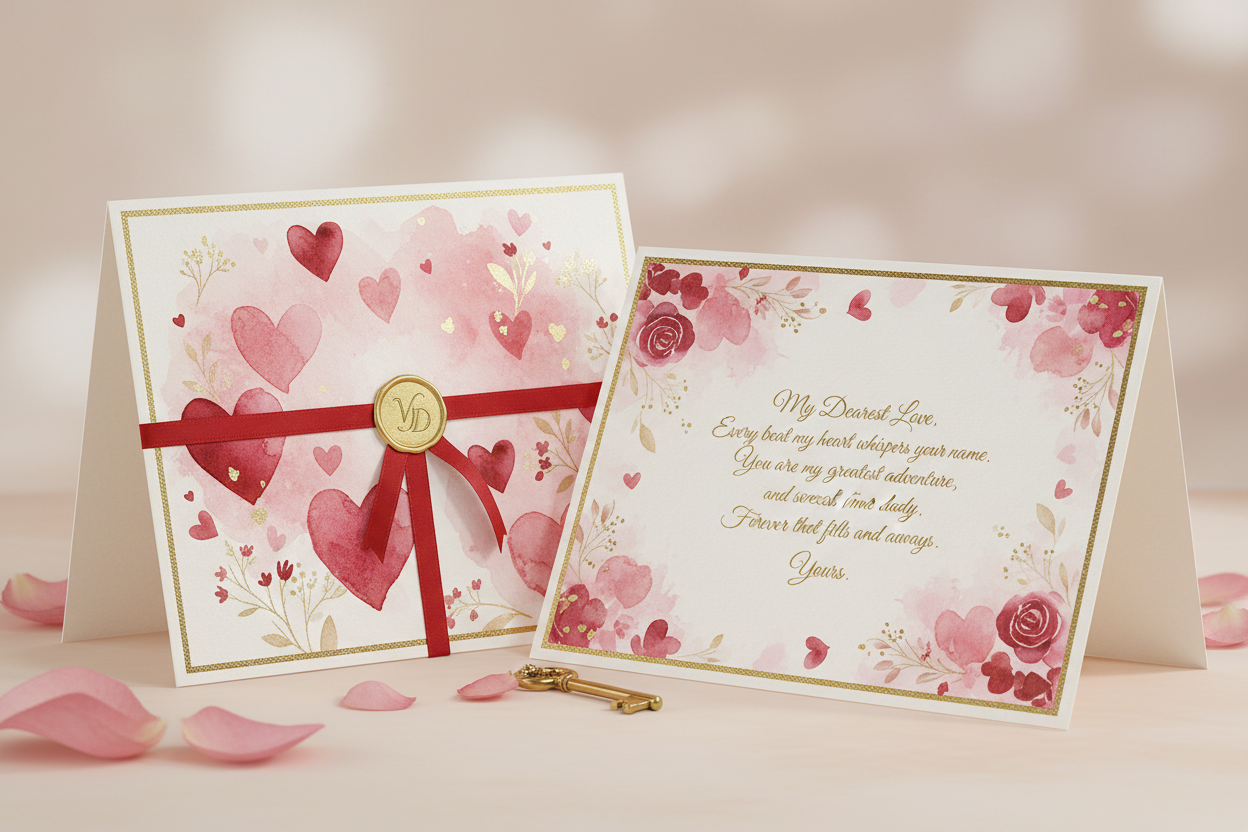 valentines day card with custom love note inside